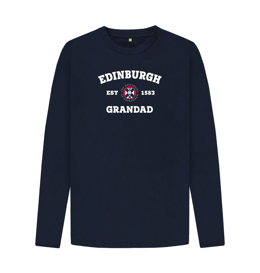 Navy Blue Edinburgh Grandad Long Sleeved T-Shirt